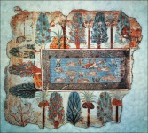 Egyptian Blue is used in the 'Pond in a garden' fresco found in the tomb of Nebamun in Thebes.