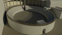graphic illustration of the amphitheatre, created by the Archaeological Computing Research Group at the University of Southampton